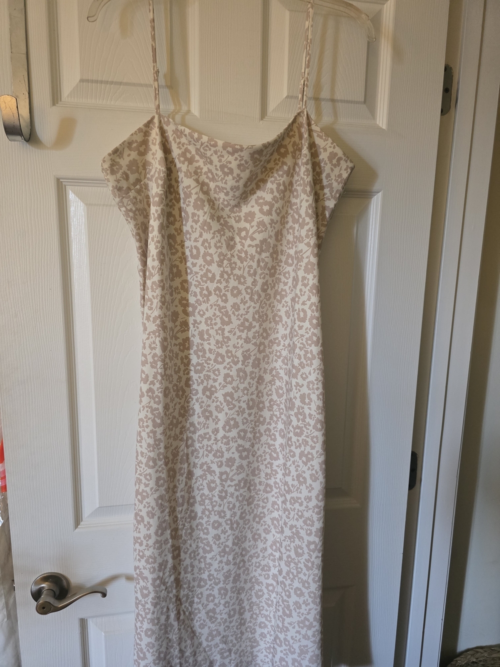 a new day Cream and Taupe Floral  Slip Midi Dress